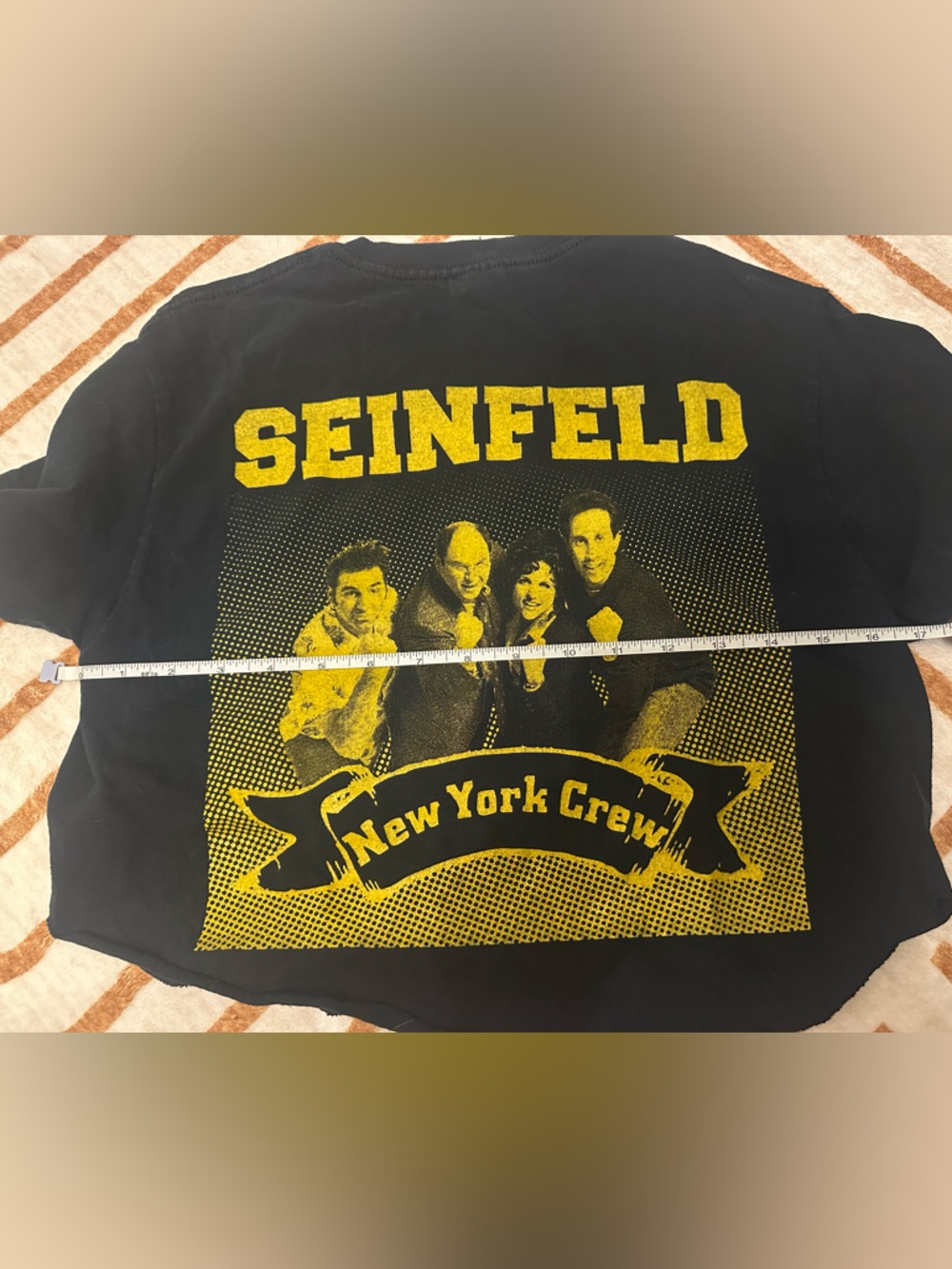 Seinfeld New York Crew Graphic Crop Top Small Black Gildan Upcycled TV Show Tee - Picture 6 of 7